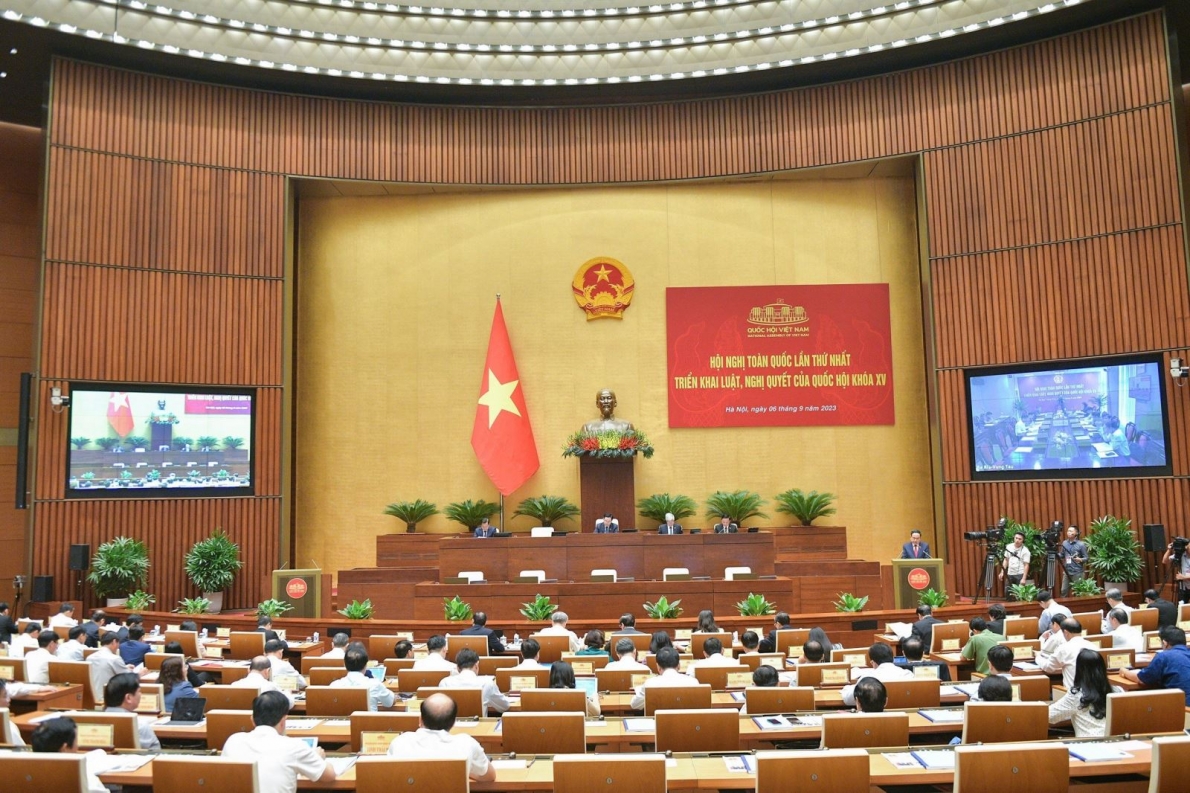 Hội nghị được kết nối trực tuyến từ Nhà Quốc hội tới 62 điểm cầu tại các tỉnh, thành phố trong cả nước.