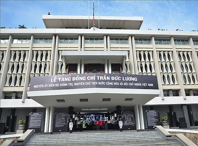 Lễ viếng nguyên Ủy viên Bộ Chính trị, nguyên Chủ tịch nước Trần Đức Lương tại Hội trường Thống Nhất (TP Hồ Chí Minh). Ảnh: Linh Sơn/TTXVN